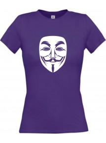 Lady T-Shirt Tattoo Anonymous Maske lila, L