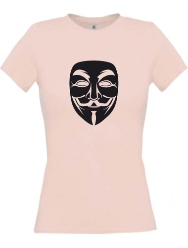 Lady T-Shirt Tattoo Anonymous Maske rosa, L