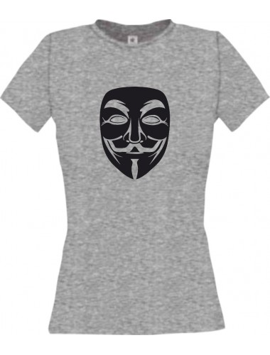 Lady T-Shirt Tattoo Anonymous Maske sportsgrey, L