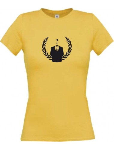 Lady T-Shirt Tattoostyle Anonymous gelb, L