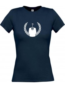 Lady T-Shirt Tattoostyle Anonymous navy, L