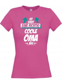 Lady T-Shirt, So sieht eine Coole Oma aus, pink, L