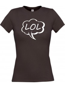 Lady T-Shirt Sprechblase LOL braun, L