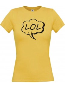 Lady T-Shirt Sprechblase LOL gelb, L