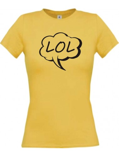 Lady T-Shirt Sprechblase LOL gelb, L