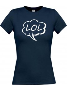 Lady T-Shirt Sprechblase LOL navy, L