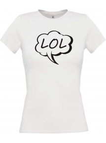 Lady T-Shirt Sprechblase LOL weiss, L