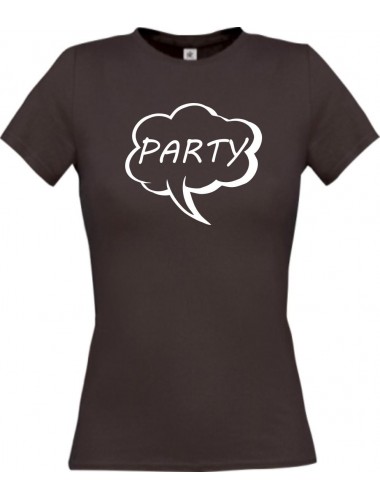 Lady T-Shirt Sprechblase Party braun, L