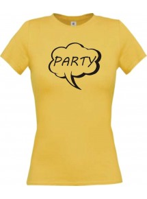 Lady T-Shirt Sprechblase Party gelb, L