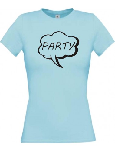 Lady T-Shirt Sprechblase Party hellblau, L