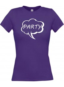 Lady T-Shirt Sprechblase Party lila, L