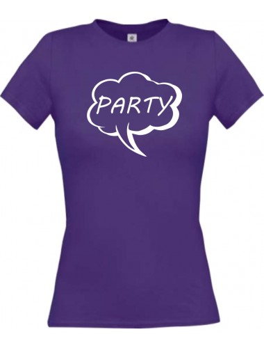 Lady T-Shirt Sprechblase Party lila, L