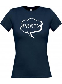 Lady T-Shirt Sprechblase Party navy, L