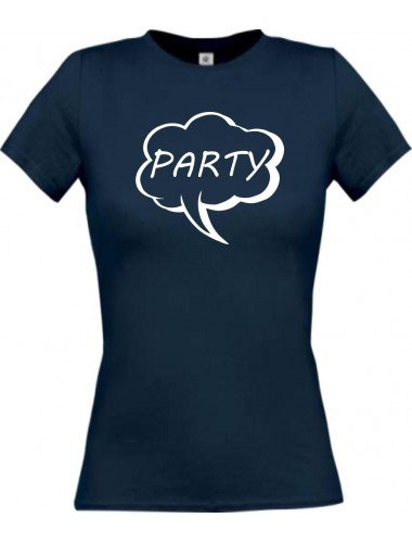 Lady T-Shirt Sprechblase Party navy, L