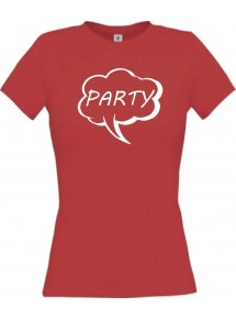 Lady T-Shirt Sprechblase Party rot, L