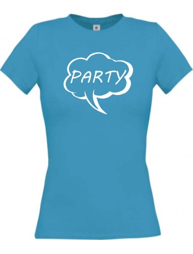 Lady T-Shirt Sprechblase Party türkis, L