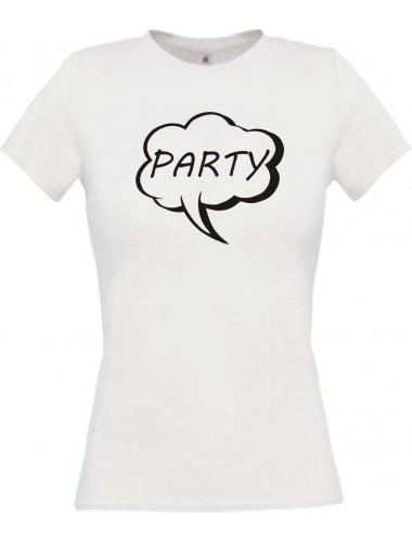 Lady T-Shirt Sprechblase Party weiss, L