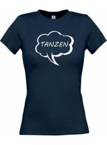 Lady T-Shirt Sprechblase tanzen navy, L