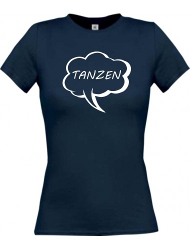 Lady T-Shirt Sprechblase tanzen navy, L