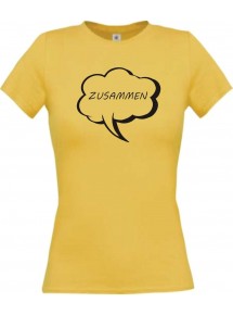 Lady T-Shirt Sprechblase zusammen gelb, L
