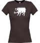 Lady T-Shirt Tiere Schwein Eber Sau Ferkel braun, L