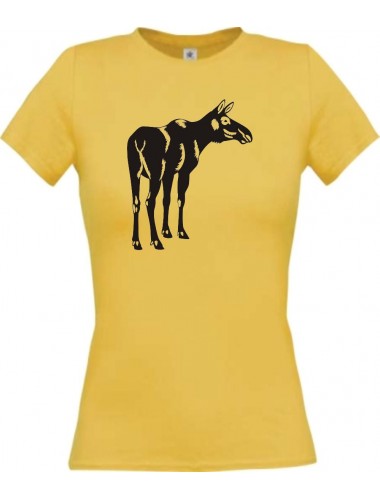 Lady T-Shirt Tiere Elch Elk gelb, L