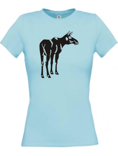 Lady T-Shirt Tiere Elch Elk hellblau, L