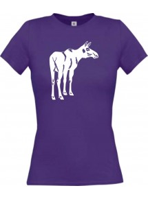 Lady T-Shirt Tiere Elch Elk lila, L