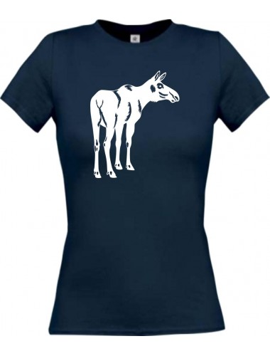 Lady T-Shirt Tiere Elch Elk navy, L