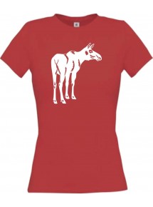 Lady T-Shirt Tiere Elch Elk rot, L