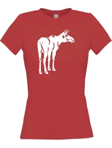 Lady T-Shirt Tiere Elch Elk rot, L