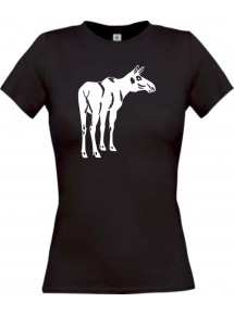 Lady T-Shirt Tiere Elch Elk schwarz, L