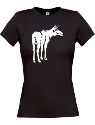 Lady T-Shirt Tiere Elch Elk schwarz, L