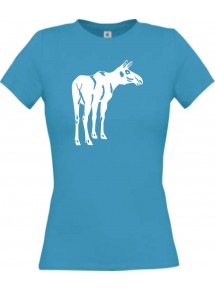 Lady T-Shirt Tiere Elch Elk türkis, L