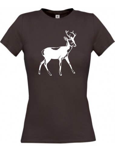 Lady T-Shirt Tiere Rehbock, Reh braun, L
