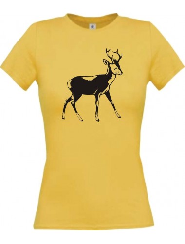 Lady T-Shirt Tiere Rehbock, Reh gelb, L