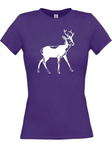 Lady T-Shirt Tiere Rehbock, Reh lila, L