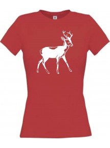 Lady T-Shirt Tiere Rehbock, Reh rot, L