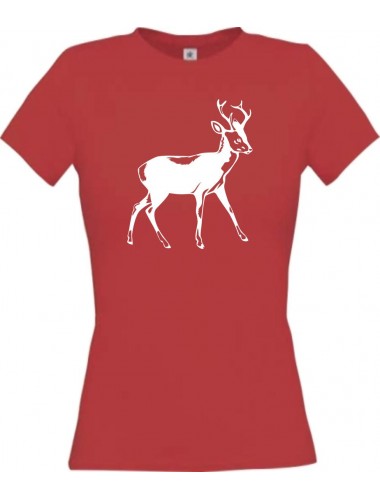 Lady T-Shirt Tiere Rehbock, Reh rot, L