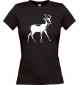 Lady T-Shirt Tiere Rehbock, Reh schwarz, L