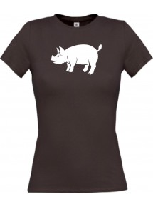 Lady T-Shirt Tiere Schwein, Eber, Sau, Ferkel