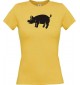 Lady T-Shirt Tiere Schwein, Eber, Sau, Ferkel gelb, L
