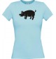Lady T-Shirt Tiere Schwein, Eber, Sau, Ferkel hellblau, L