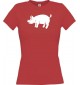 Lady T-Shirt Tiere Schwein, Eber, Sau, Ferkel rot, L