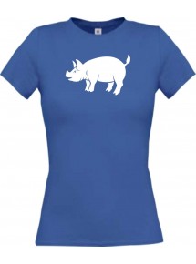 Lady T-Shirt Tiere Schwein, Eber, Sau, Ferkel royal, L