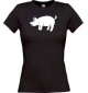 Lady T-Shirt Tiere Schwein, Eber, Sau, Ferkel schwarz, L