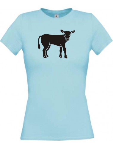Lady T-Shirt Tiere Kuh, Bulle hellblau, L