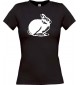 Lady T-Shirt Tiere Hase, Rammler, Häschen schwarz, L