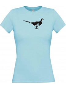 Lady T-Shirt Tiere Fasan, Vogel hellblau, L