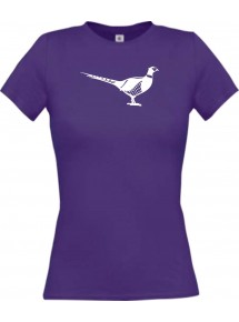 Lady T-Shirt Tiere Fasan, Vogel lila, L